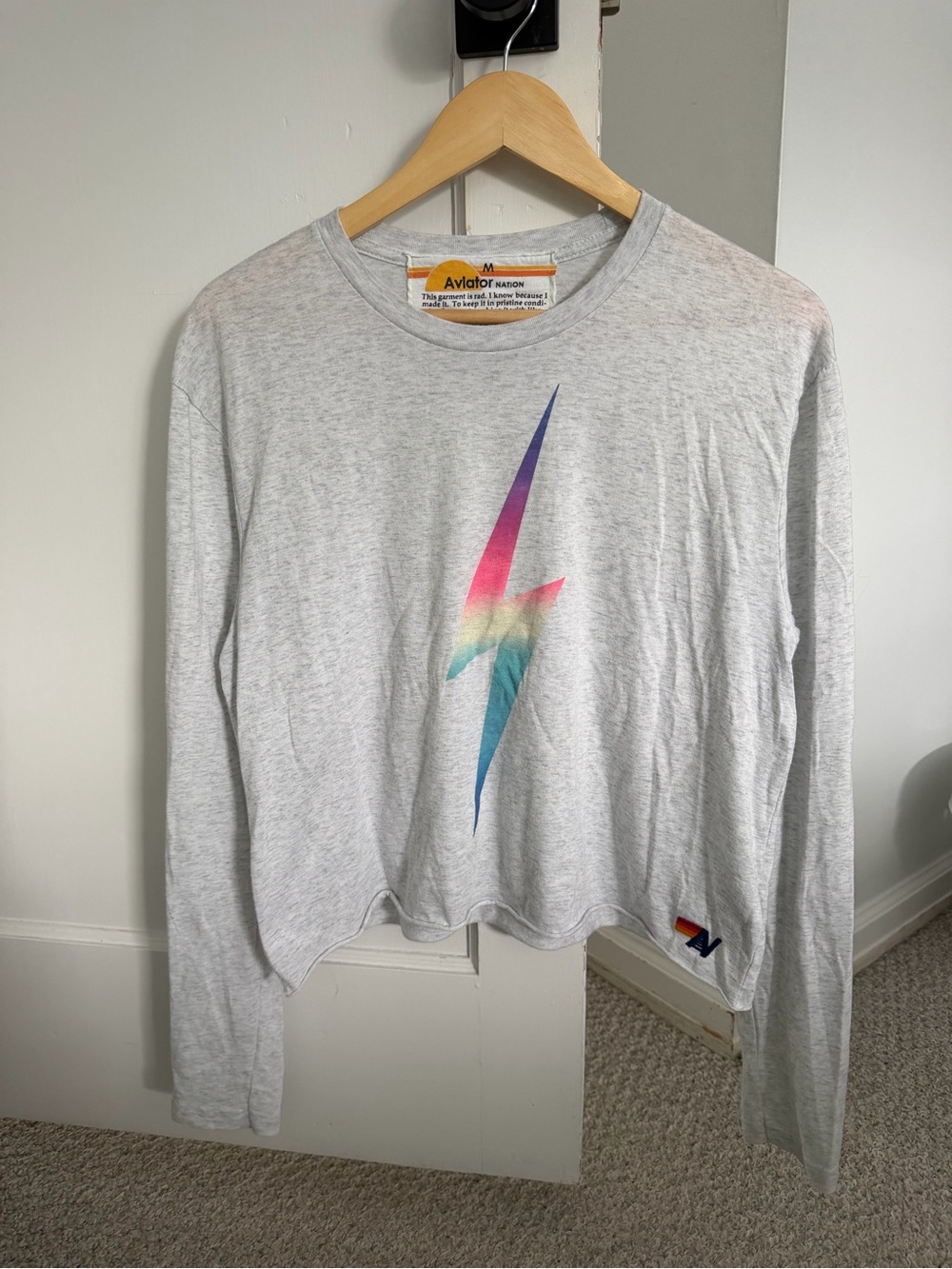 Aviator Nation Bolt Long Sleeve Tee - Light Grey/Multi